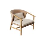 ARCADIA outdoor armchair in aged teak with resin seat and backrest.
