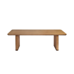 BALI rectangular oak dining table with natural rattan-wrapped legs – light wood finish.