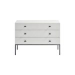 ROMA White Chest of Drawers in white oak with matte black legs and T-handles—stylish minimalist dresser for contemporary bedrooms.