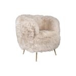 CARBANA Off-White New Zealand Sheepskin Armchair – A curved beige armchair upholstered in ultra-soft, hand-selected New Zealand sheepskin.