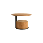 Two-level teak wood coffee table with black base – Amalfi collection