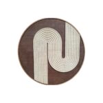 JULIE circular wall art with natural and dark brown woven palm in oak veneer frame by Versmissen.