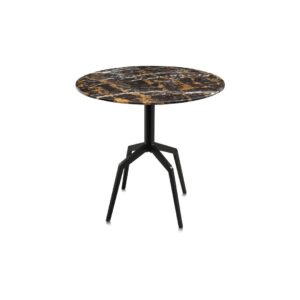 Round marble dining table with black base – Razor design