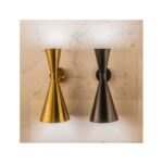 ANNE black wall sconce with geometric metal frame for modern interiors.