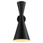ANNE black wall sconce with geometric metal frame for modern interiors.