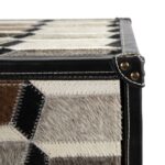 ILLUSION Cowhide Desk – Modern office desk with a black and grey geometric cowhide finish and a durable metal frame.