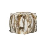 CURRENT brown rabbit fur pouf with natural tones, soft cube design for modern interiors.