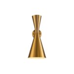 ANNE wall sconce in antique gold finish with geometric metal design.