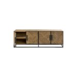Modern oak sideboard with black metal base and handles – Lhae