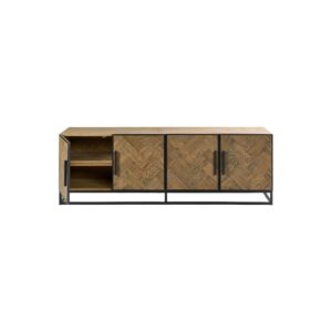Modern oak sideboard with black metal base and handles – Lhae