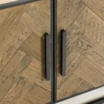 Modern oak sideboard with black metal base and handles – Lhae