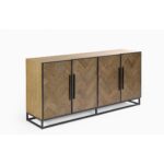 Oak wood sideboard with black metal legs and handles – Lhae by Crisal Decoración