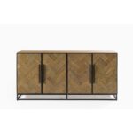 Oak wood sideboard with black metal legs and handles – Lhae by Crisal Decoración