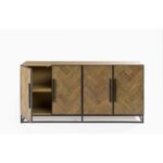 Oak wood sideboard with black metal legs and handles – Lhae by Crisal Decoración