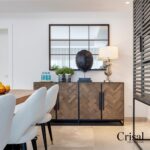 Oak wood sideboard with black metal legs and handles – Lhae by Crisal Decoración