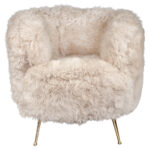 CARBANA Off-White New Zealand Sheepskin Armchair – A curved beige armchair upholstered in ultra-soft, hand-selected New Zealand sheepskin.