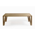MIA Oak Table – Rectangular natural oak table with open triangular leg design, perfect for dining or workspaces.