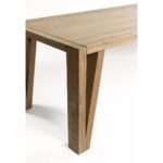 MIA Oak Table – Rectangular natural oak table with open triangular leg design, perfect for dining or workspaces.