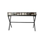 ILLUSION Cowhide Desk – Modern office desk with a black and grey geometric cowhide finish and a durable metal frame.