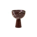 ASTER Red Marble Pedestal Bowl – Small red marble bowl with pedestal base and subtle white veining for contemporary decor styling.