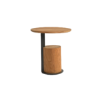 Round teak side table with black base – Amalfi Collection