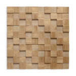 BLOCKS natural wood wall sculpture with geometric 3D cube design in natural finish.