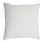 Abstract embroidered cushion in multi-colour geometric pattern, square shape with cotton and acrylic fabric blend.