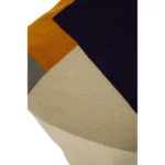 Abstract embroidered cushion in multi-colour geometric pattern, square shape with cotton and acrylic fabric blend.