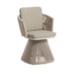 Outdoor dining armchair with hand-woven sand rope and upholstered cushion – BARBADOS by Crisal Decoración.