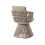 Outdoor dining armchair with hand-woven sand rope and upholstered cushion – BARBADOS by Crisal Decoración.
