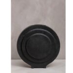 Round matte black aluminium vase with a textured finish, perfect as a modern decorative piece or for displaying faux florals.