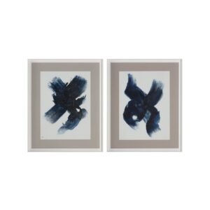 FRAZER Set of 2 Abstract Blue Stain Framed Wall Art