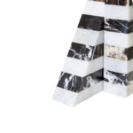 Set of two striped black and white marble bookends with a geometric triangular design.