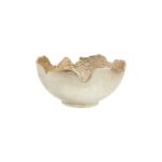 Large decorative bowl with silver and gold metallic finish in sculptural aluminium.