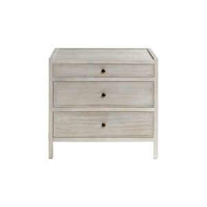 MARIO chest of drawers in white patinated oak with three drawers and elegant natural finish.