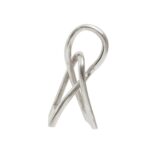 Small handcrafted nickel finish aluminium sculpture with textured surface.