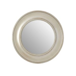 Round champagne wall mirror with rope motif and fluted frame – 91cm decorative mirror for refined interiors.