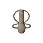 Small grey aluminium vase with a textured finish and angular curves, blending industrial and contemporary style.