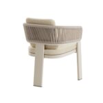 JAMAICA sand-colored outdoor dining chair with rope backrest and upholstered seat – stylish seating for terraces and outdoor dining spaces.
