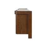Dark brown oak chest of drawers with six drawers, white stone top, and elegant side profiles—designed for luxury interiors and refined storage.