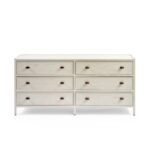 MARIO chest of drawers with 6 drawers in white patinated oak, offering modern minimalist style and ample storage.