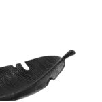 Black aluminium curved leaf dish with rustic textured surface – decorative home accent bowl.