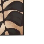Black and gold leaf wall art on textured canvas, featuring bold gold detailing and a solid wood frame for a luxurious, nature-inspired look.