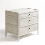 MARIO chest of drawers in white patinated oak with three drawers and elegant natural finish.