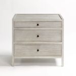 MARIO chest of drawers in white patinated oak with three drawers and elegant natural finish.
