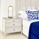 MARIO chest of drawers in white patinated oak with three drawers and elegant natural finish.