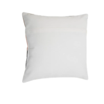 Square cushion with embroidered abstract motifs in pink tones, crafted from cotton, acrylic, and polyester blend.
