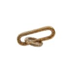 Hammered gold aluminium chain sculpture with two interlocked links.