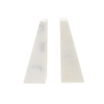 Set of two white marble bookends with polished surface and unique veining.