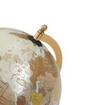 Gold globe with iron arc and mirrored base – elegant decorative piece for desk or shelf.
